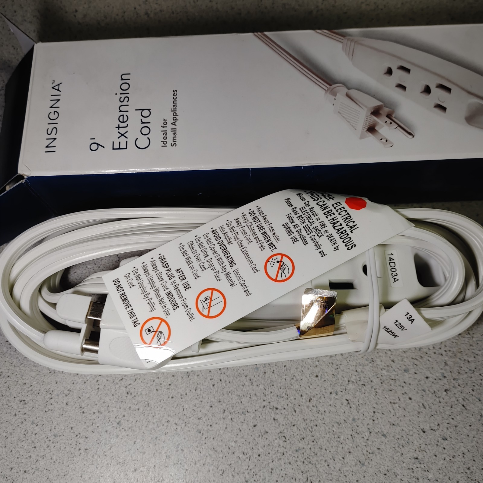 9' Extension Cord With 3 Receptacles Triple Outlets 13A 125V 1625W Grounded New gallery