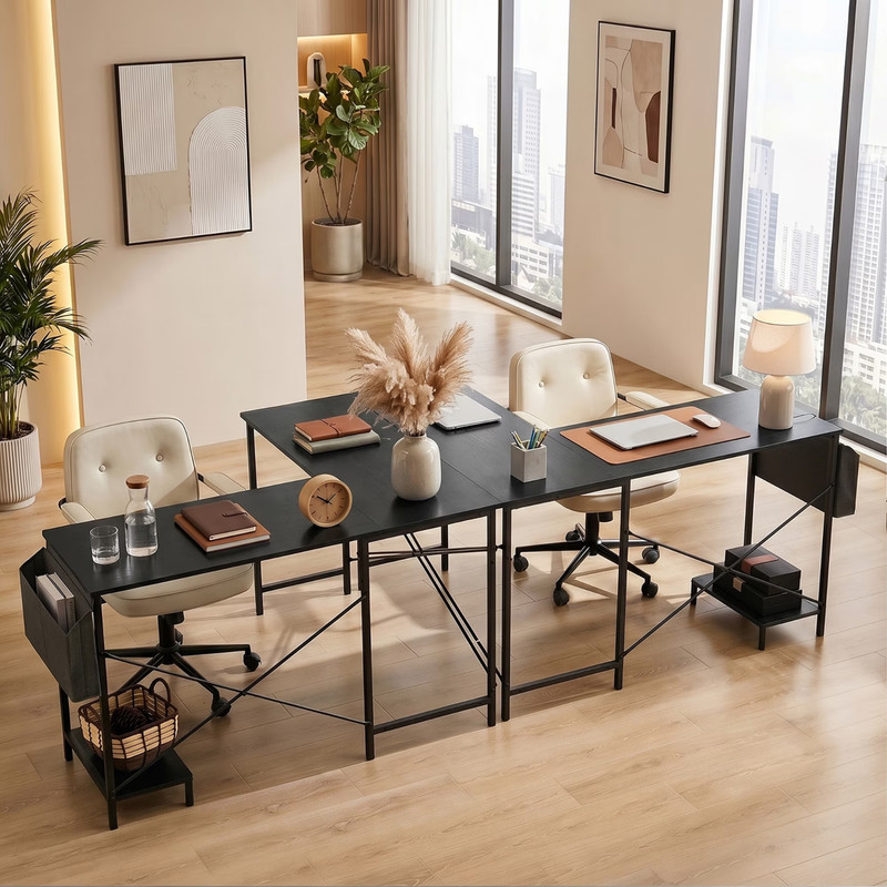 CONCETTA 49" Reversible Corner Desk, Black, CPU Stand & Bag gallery