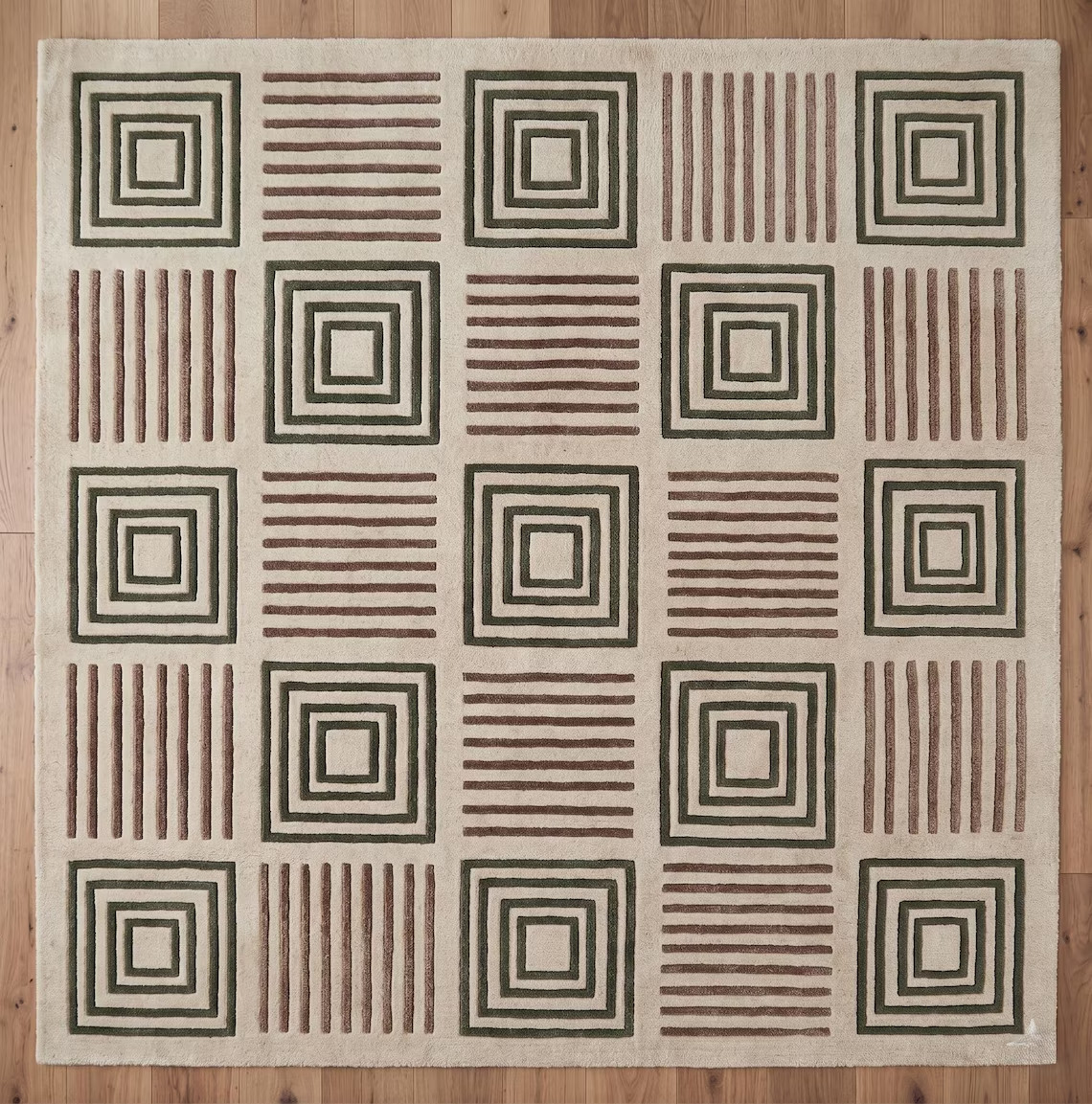 Hand-Tufted New Zealand Wool Rug – Mid-Century Modern Geometric Area Carpet gallery