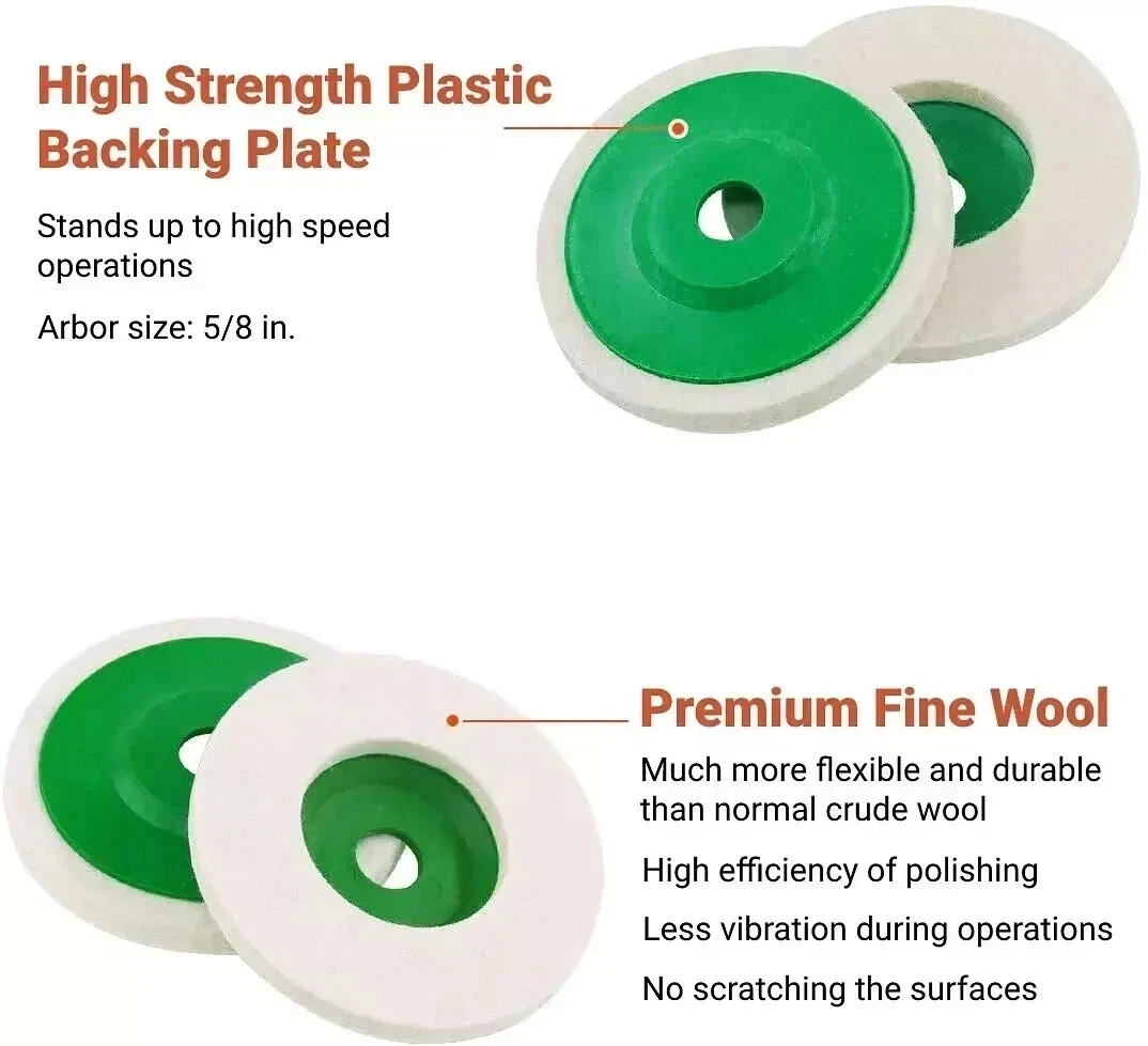 10 Pack 4" Wool Polishing Discs for Angle Grinder Finishing Wheel Buffing Pads gallery