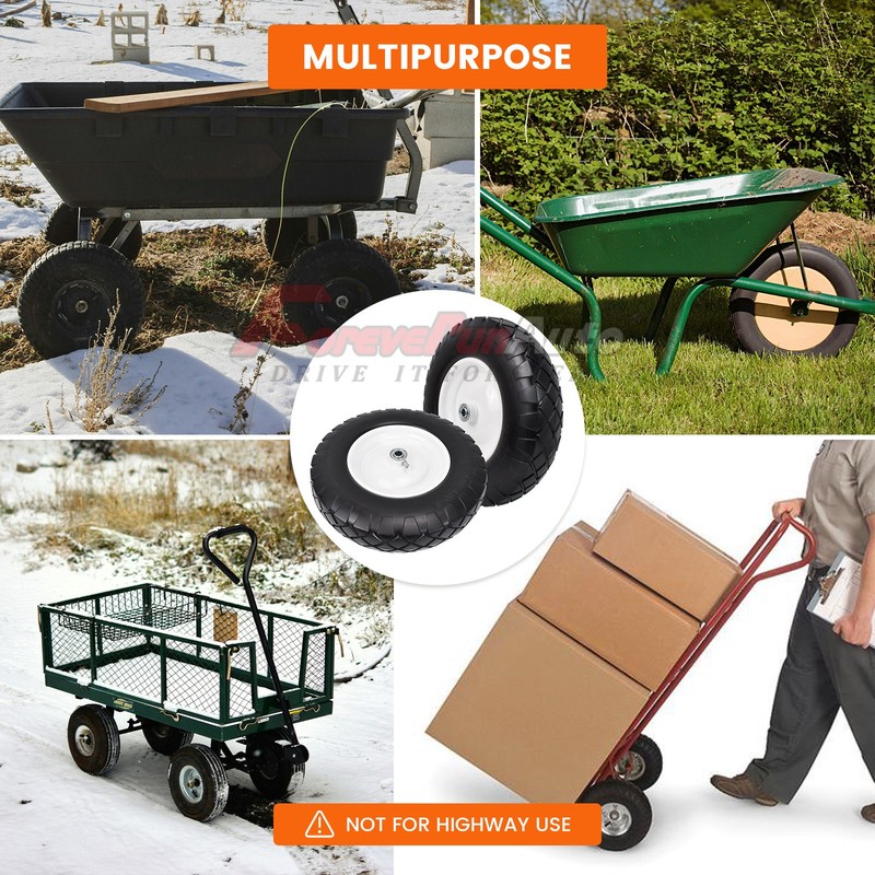 2pcs 15" 4.80/4.00-8" Solid Flat Free Wheel Tire Hand Truck Wagon Wheelbarrow gallery