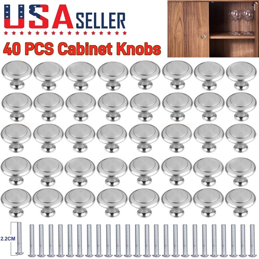 40PCS Brushed Nickel Cabinet Knobs Drawer Pulls Stainless Steel Kitchen Hardware
