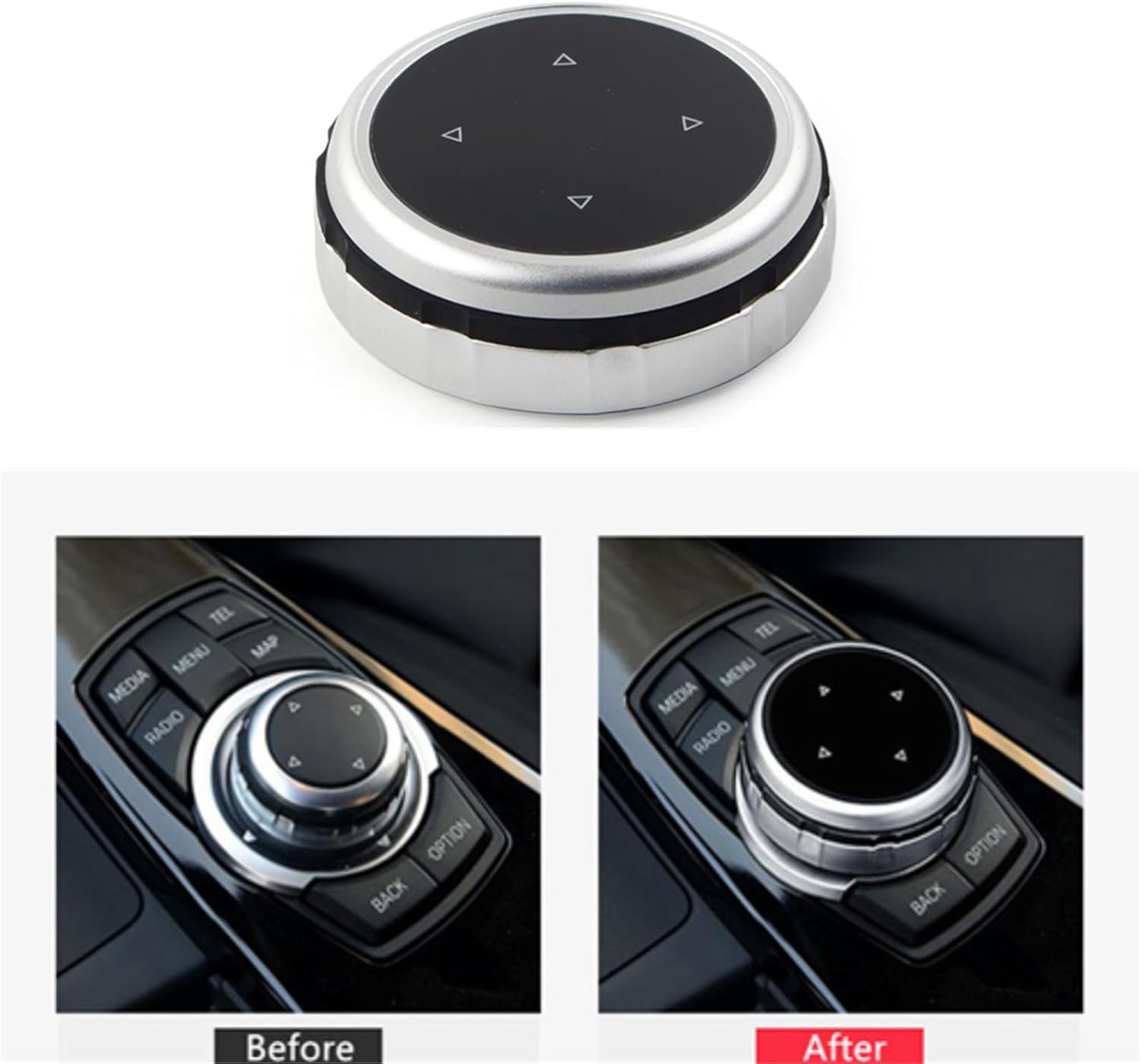 Larger Multimedia Knob Switch Button Cover Trim Compatible with BMW gallery