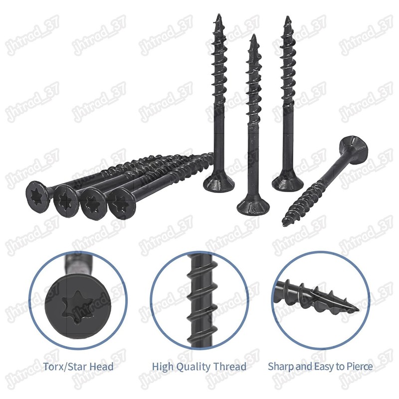 #8 x 2" Deck Screws T25 Torx Drive Self Tapping Wood Decking Fence Screws Black gallery