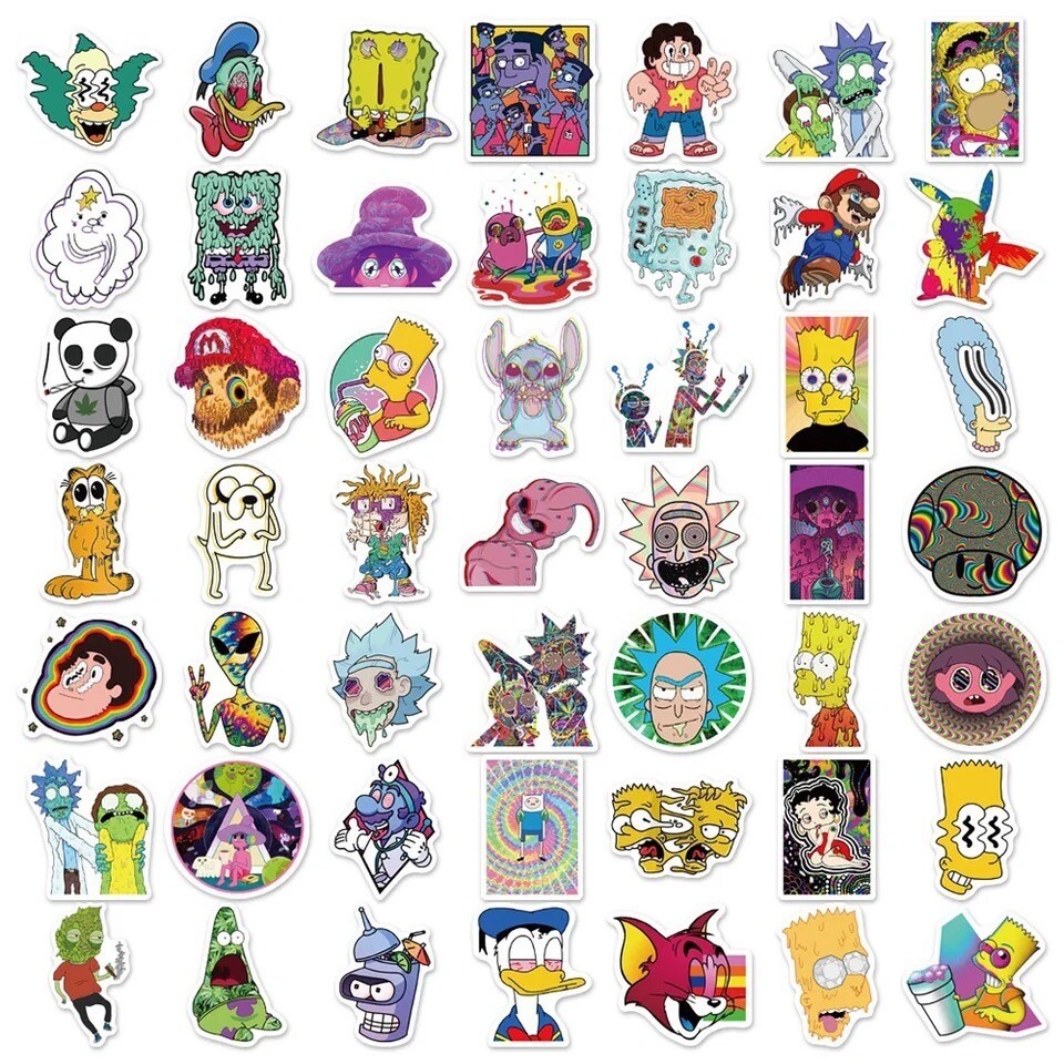 Trippy Psychedelic 50pk Stickers Mix Drippy Trippy Random Stickers Funny gallery