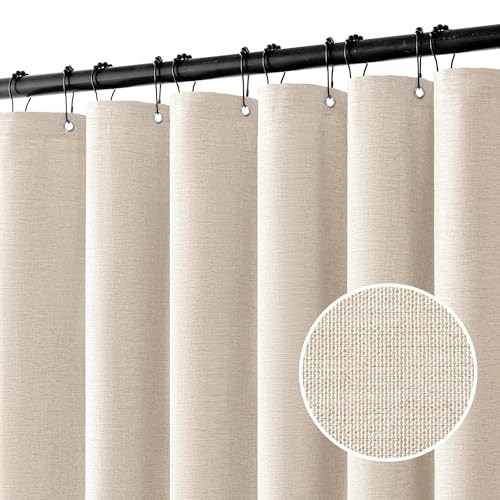 Extra Long Linen Shower Curtain 84 Inch Long 60"W x 84"L (Pack of 1) Cream gallery