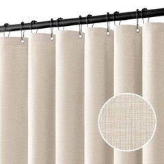 Extra Long Linen Shower Curtain 84 Inch Long 60″W x 84″L (Pack of 1) Cream