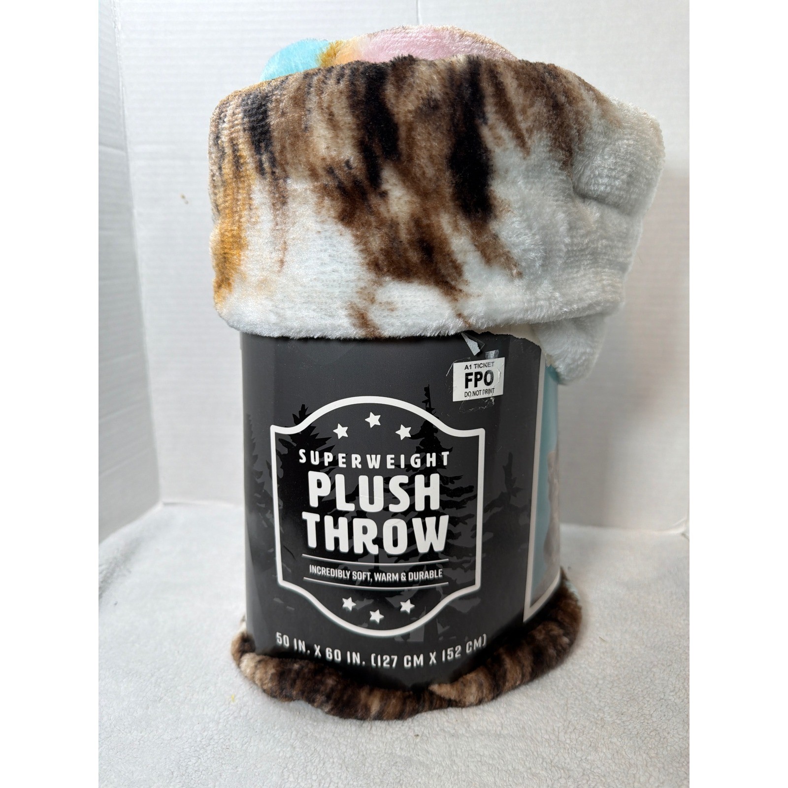 NEW Big Lots Superweight Plush Throw Blanket Kitten Print 50x60 Brown White gallery