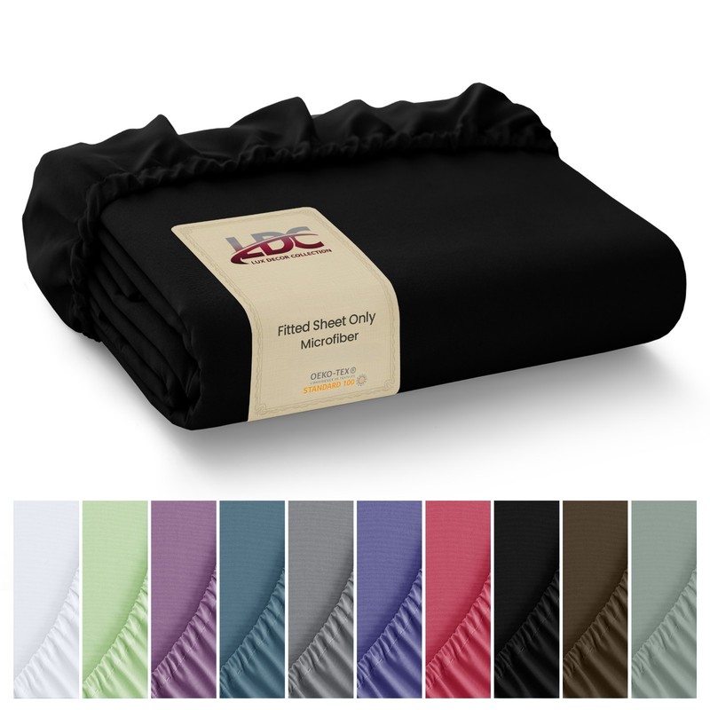 Premium Fitted Sheet Solid Deep Pocket Soft Microfiber Breathable Bottom Sheets gallery