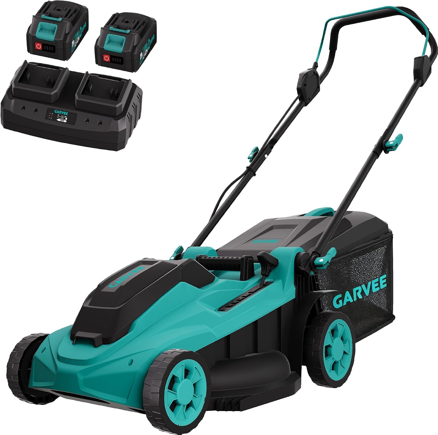 17'' Cordless Lawn Mower Walk-Behind Push Mower 40V with 2 Batteries and Charger gallery