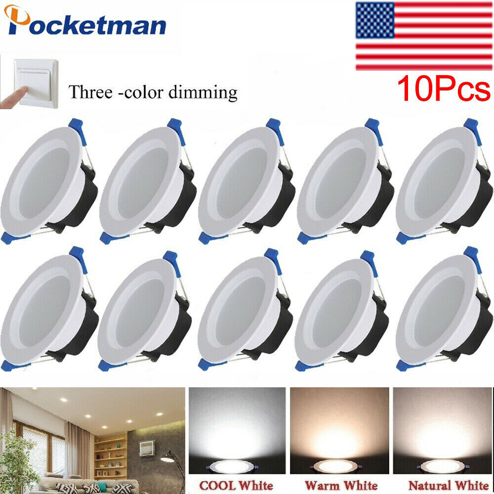 10Pcs Dimmable 5W LED Downlight Three-color Recessed Ceiling Light 85V-265V gallery