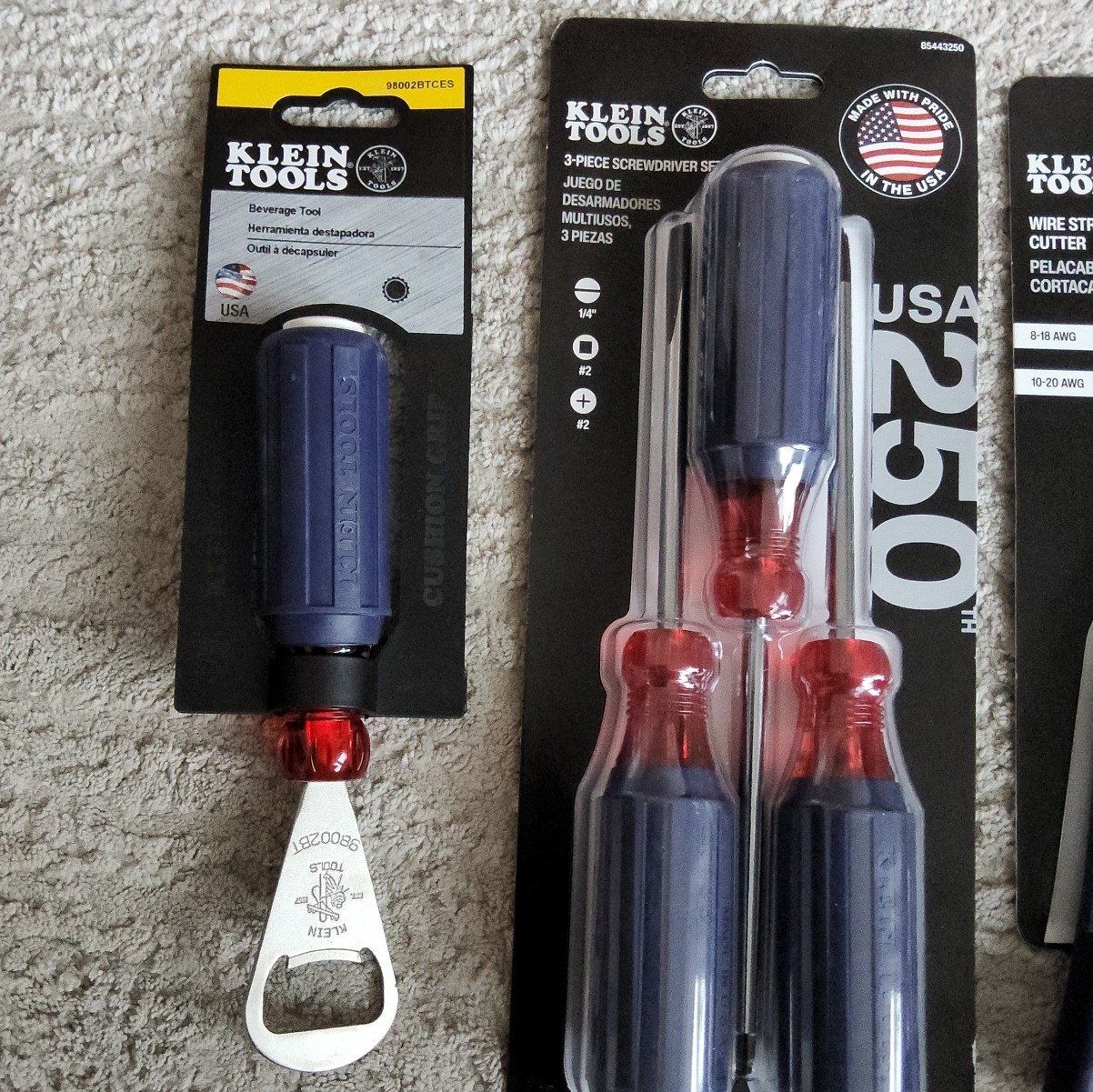 Klein Tools USA 250th Mixed Tool Set Screwdrivers, Stripper/Cutter + Opener gallery
