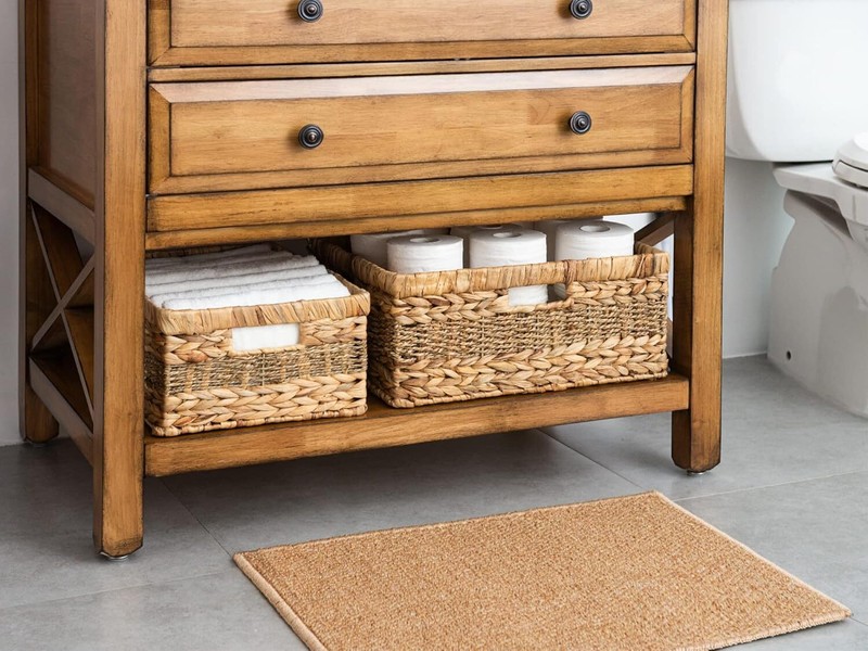 Rectangular Wicker Basket, Storage Basket with Built-In Handles, 1 Piece gallery