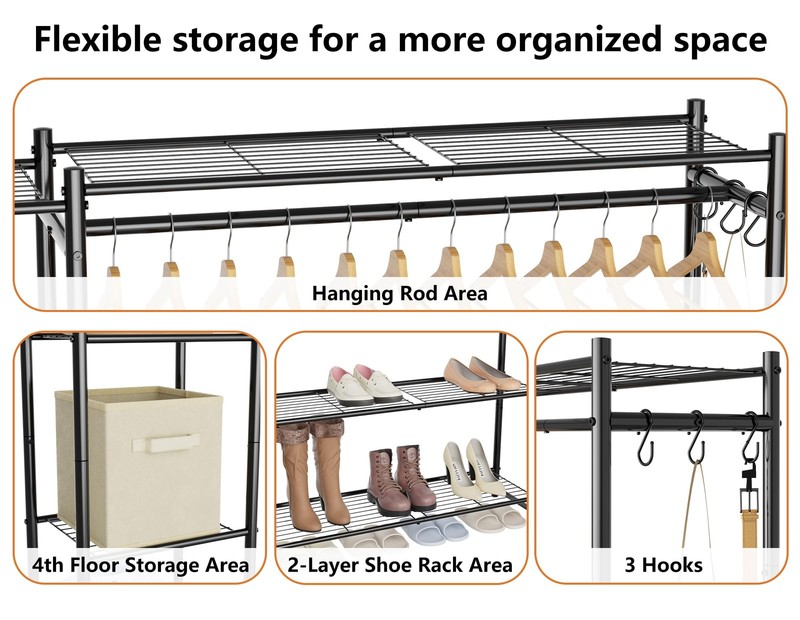 Wardrobe Closet,Portable Clothes Rack with 4 Tiers Shelves,Freestanding Close... gallery