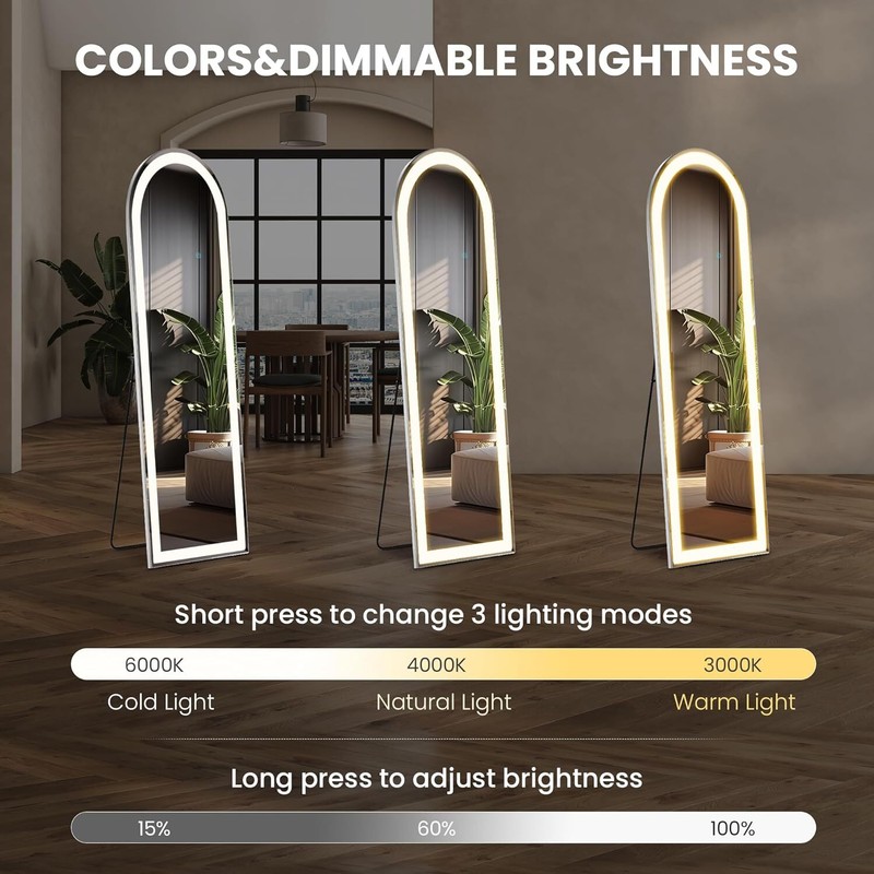 Mirror Full Length Standing Mirror LED Lights Full Body Floor Standing Mirrors gallery