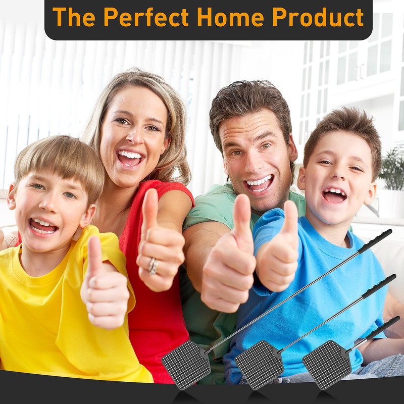 Telescopic Fly Swatter 3 Pack, Heavy Duty Flyswatters with Stainless Steel Handl gallery