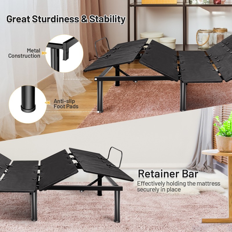 Costway Electric Adjustable Bed Base LED Lights Dual USB Easy Assembly Queen gallery