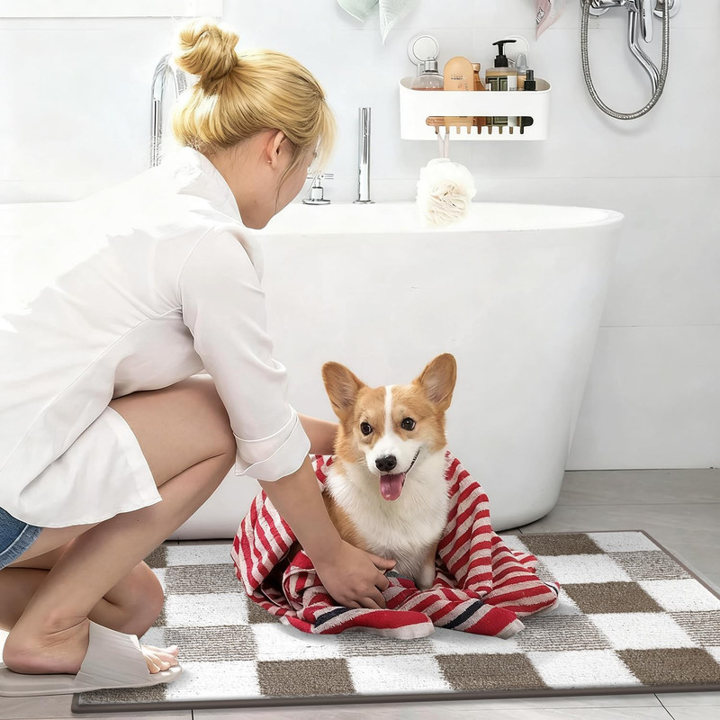 Yamaziot Checkered Bathroom Rug Sets 5 Piece, Non-Slip Ultra Absorbent Microfibe gallery