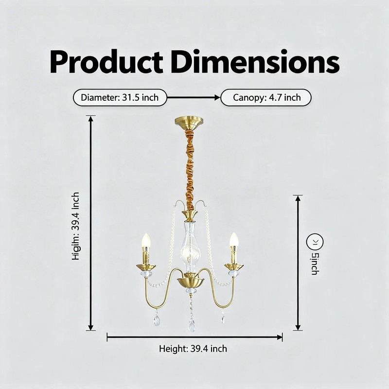 Simple American Style 3-Light Solid Brass Chandelier gallery