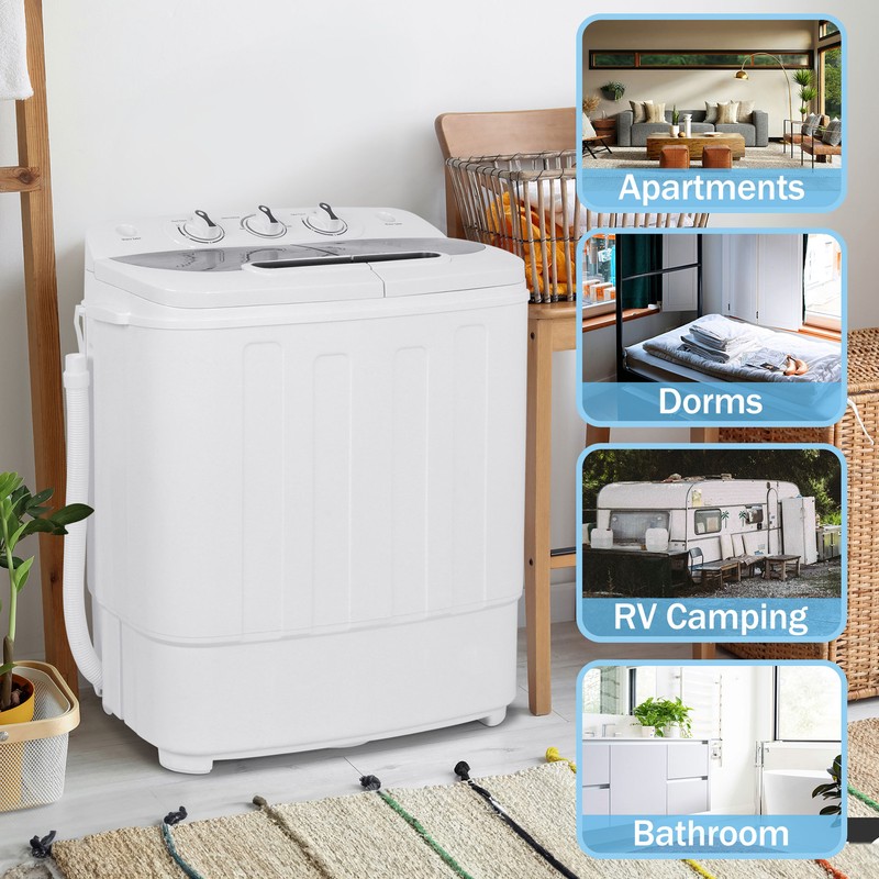 Portable Compact Washer & Dryer with Mini Washing Machine and Spin Dryer, White gallery