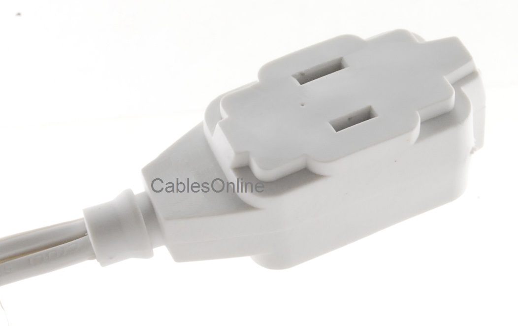 15ft 3-Outlet 2-Prong White Power Extension cable., 16AWG/ 13A/ 1625W, PC-E315 gallery