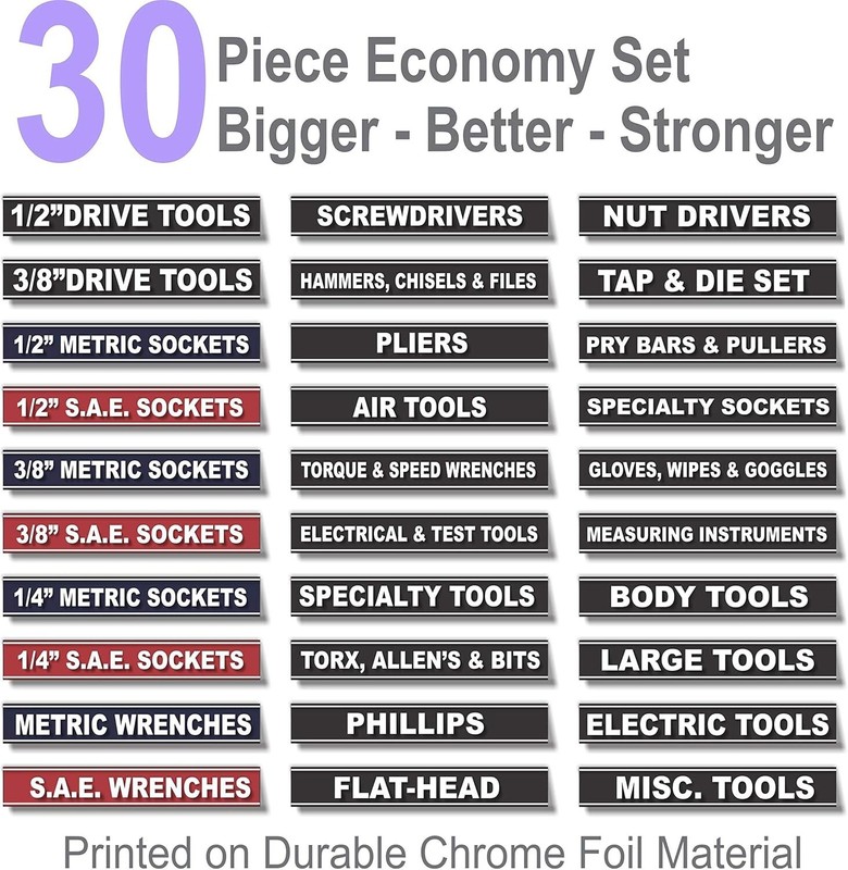 Magnetic Tool Chest Drawer Labels for Craftsman & Mechanics Organize your Tools gallery