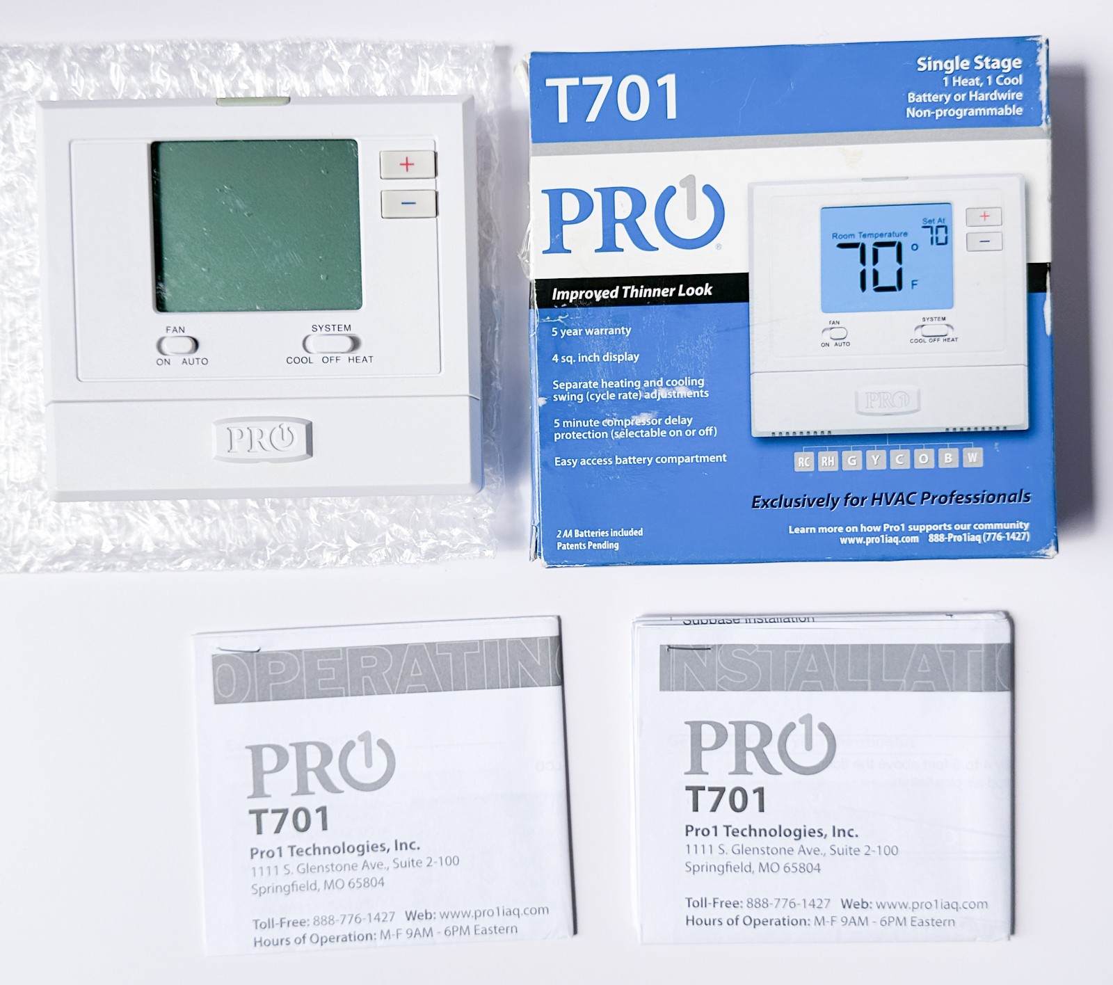 PRO1 T701 Thermostat-Universal Subbase White Non-Programmable Low Voltage gallery