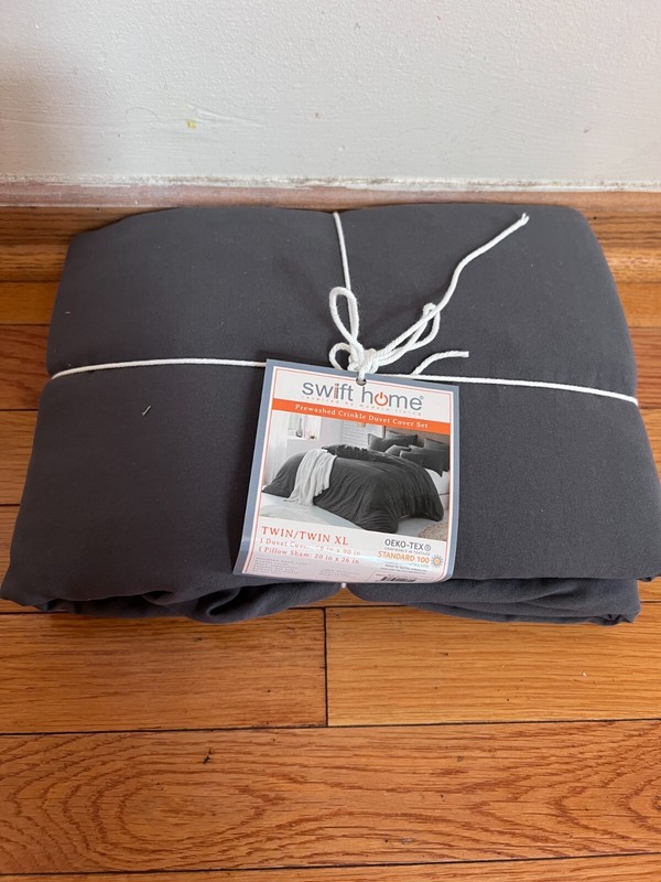 Swift Home Microfiber Washed Crinkle Duvet Cover & Sham Driftwood Twin/Twin-XL gallery