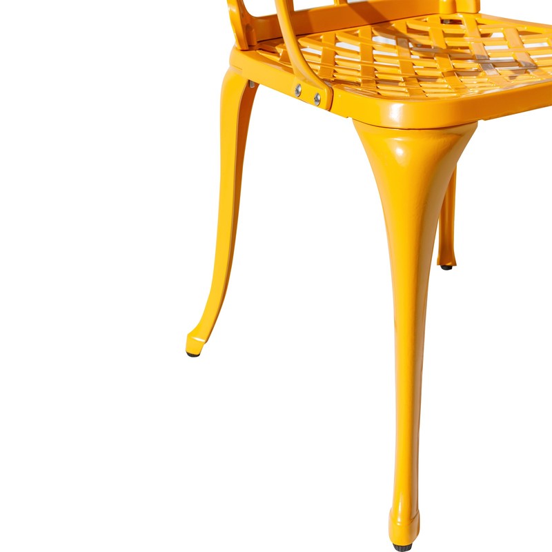 3 Pcs Bistro Set Yellow Table 2 Chairs Outdoor Patio Furniture Weather Resistant gallery