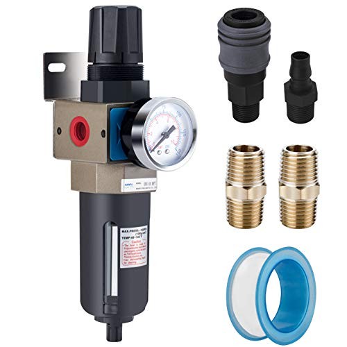 Compressed Air Filter Regulator, 5 Micron Brass Element, 0-150 psi 3/8" NPT gallery
