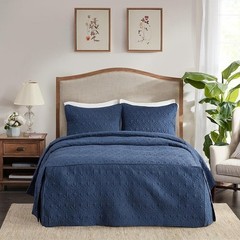 Microfiber Quilted Bedspread 3 Piece Set Split Corner Shams Soft Lightweight New
