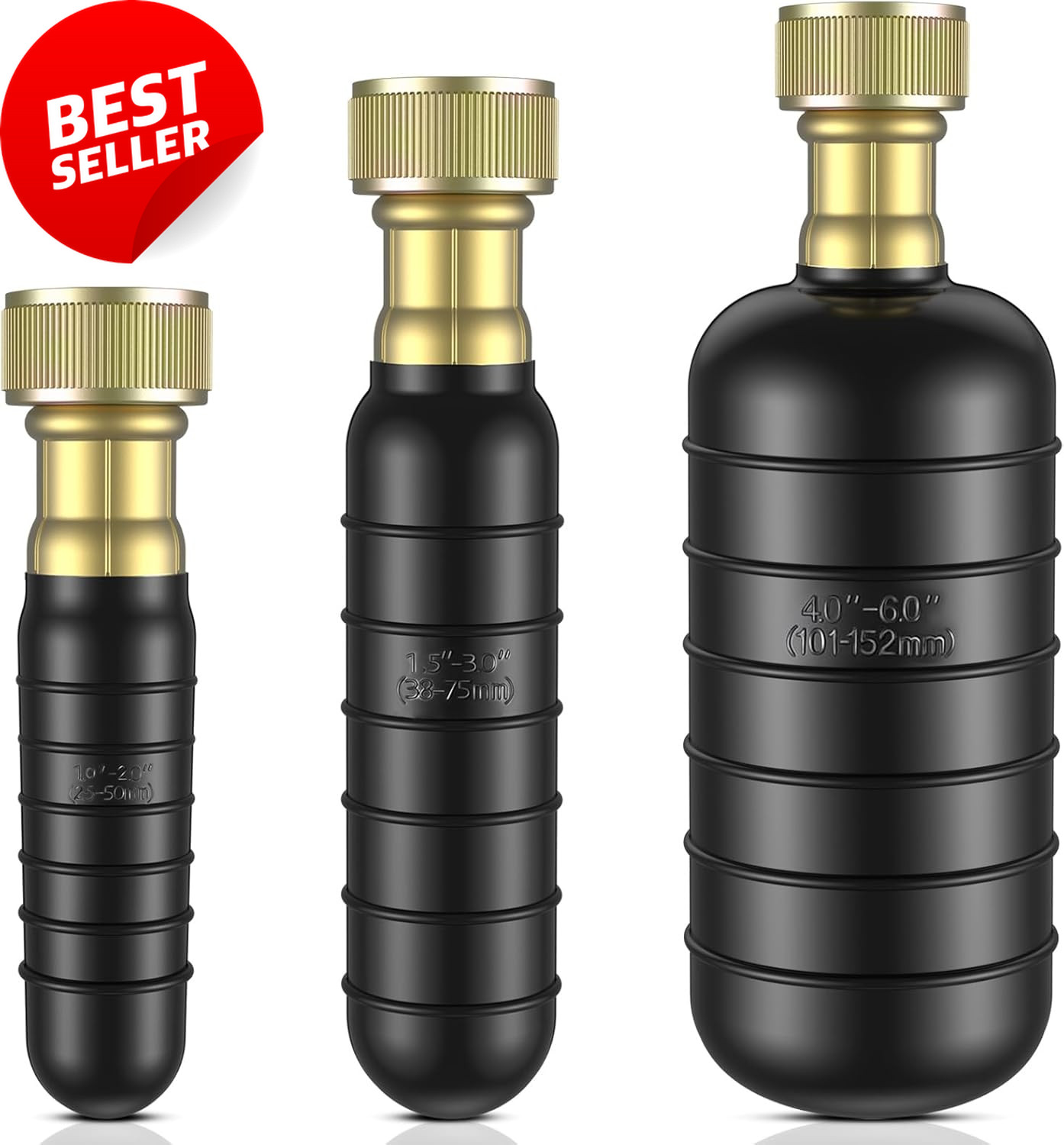 3-Pack Drain Bladder Kit Water-Powered Rubber for 1-6 Inch Pipes, Clears Clogs gallery