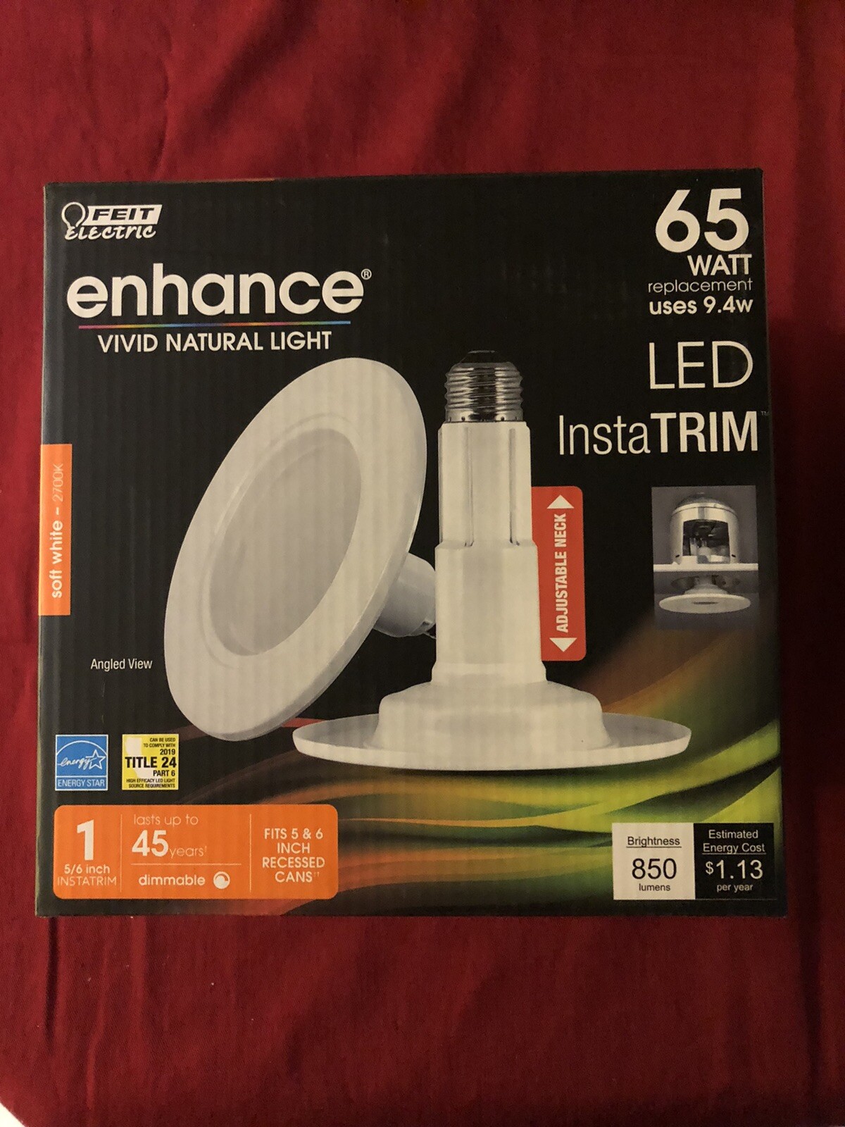 Feit Electric 5/6 in. 65 Watt Equiv LED White InstaTrims Adjustable Neck gallery