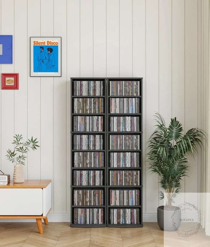 CD Storage Tower, 8-Tier CD Cabinet with Adjustable Shelves DVD Stand Tower gallery