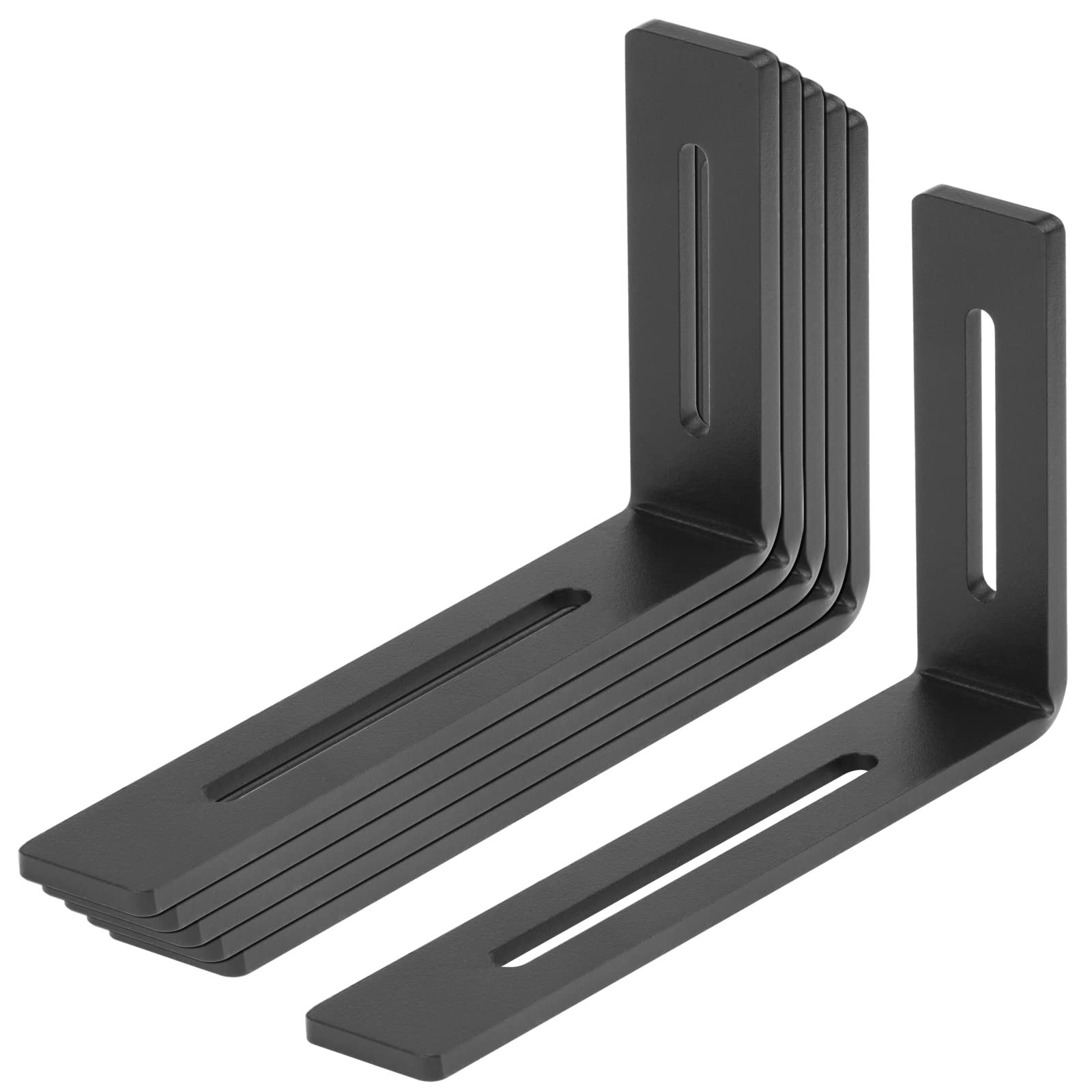 6 PCS 61/8"x4" Black Adjustable L Corner Brace Slot Right Angle Bracket 180LB gallery