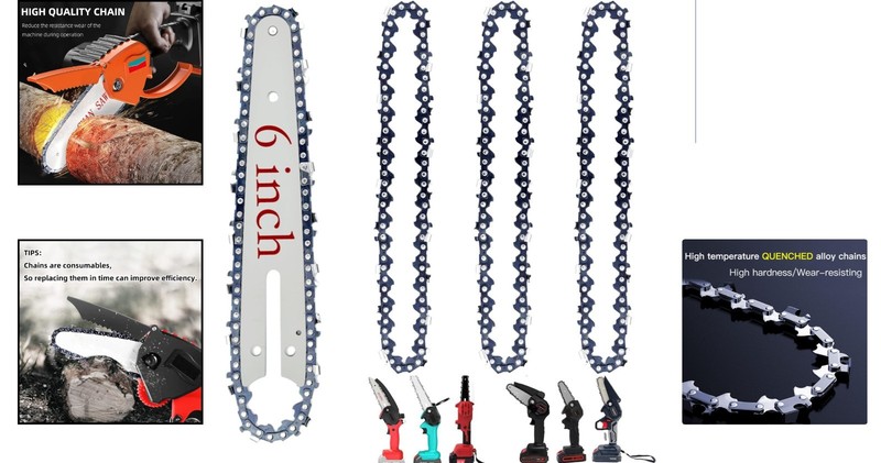 Durable 6-Inch Chainsaw Chain Set: 4-Pack with Guide Bar for Quick Installation gallery