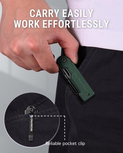 WORKPRO Folding Utility Knife with 10 Extra SK5 Blades EDC Razor Sharp Knife USA gallery