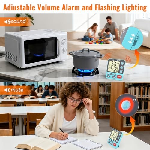 Digital Dual Kitchen Timer, 3 Channels Countdown Triple Timer for 318 Blue gallery