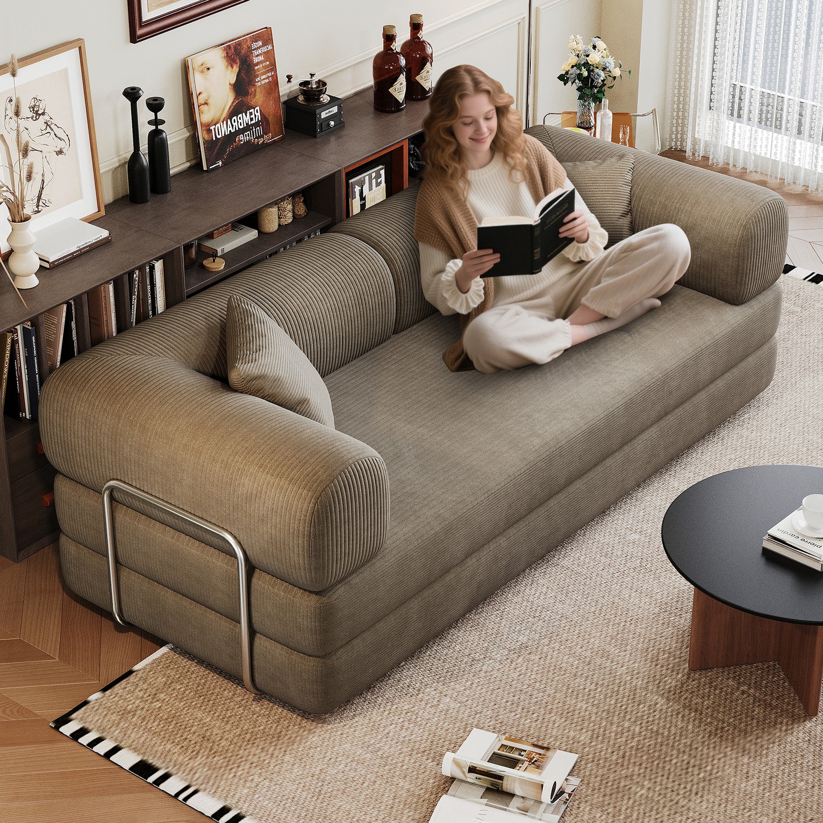 78.8" Compression Sofa Convertible Floor Sofa Bed Pillow Back Support Armrest gallery
