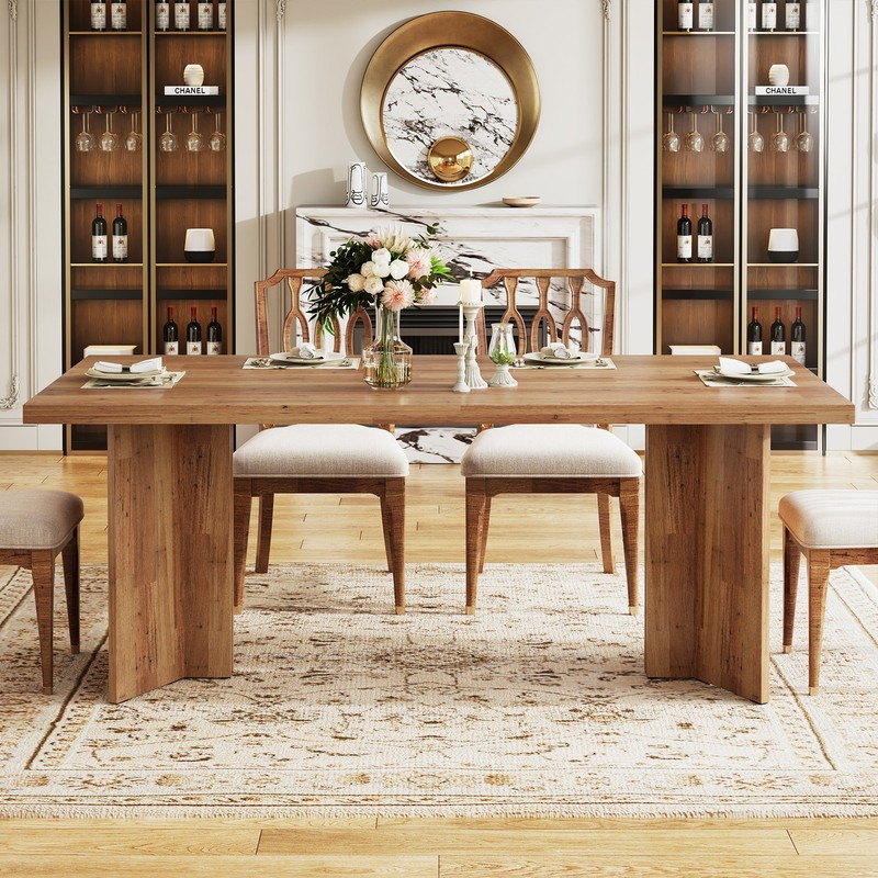 63-Inch Rectangular Dining Table for 4-6 People, Wood Farmhouse Kitchen Table gallery