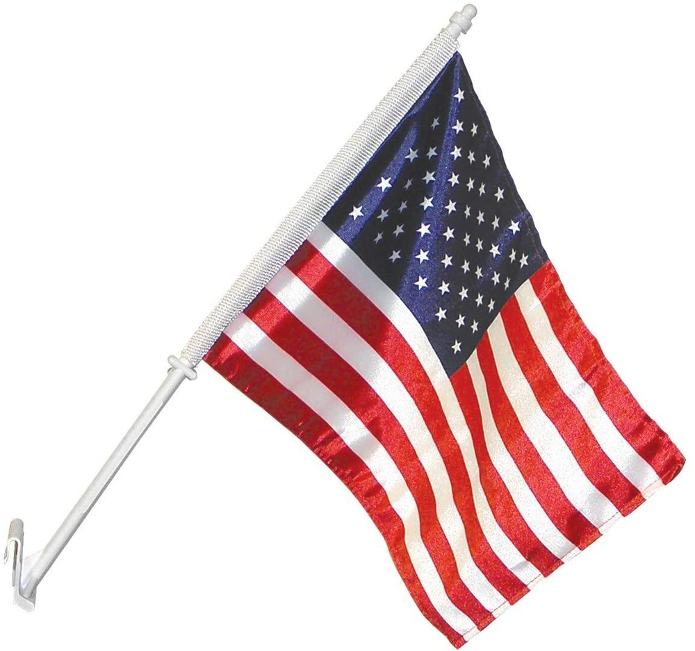 (2 PACK) USA Car Window Flag - American Patriotic 11"x14" -Highest Quality