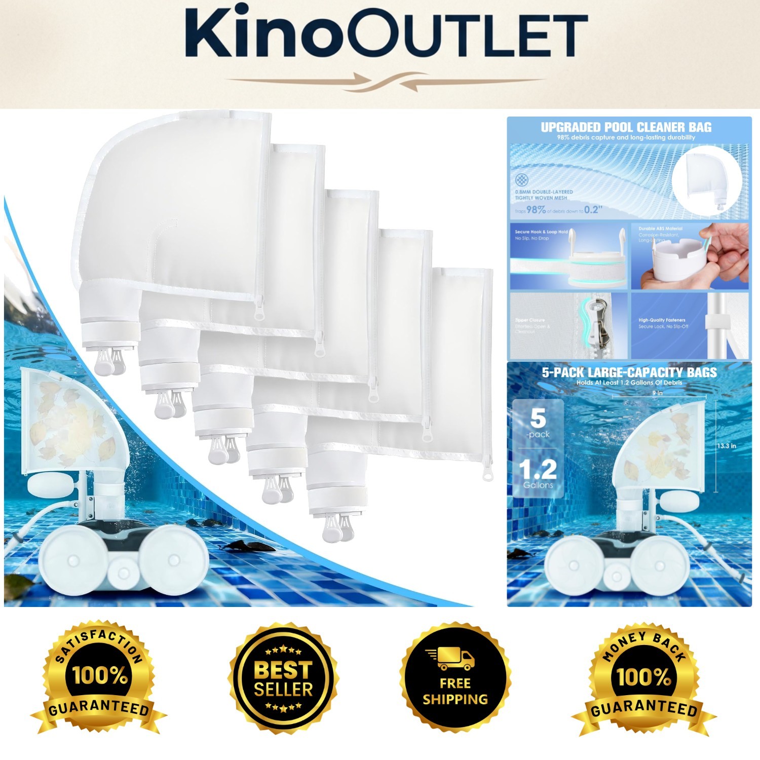 Tear-Resistant Pool Sweep Bags with Secure Fit - 5 Pack for Endless Clean gallery