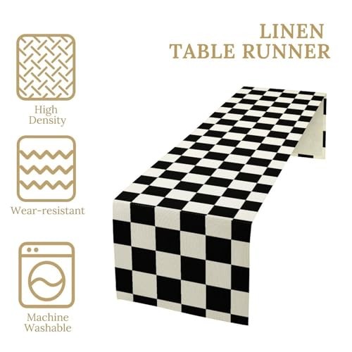 Black White Plaid Table Runner Racing Car 13in(33cm) x 60in(152cm) Plaid-88 gallery