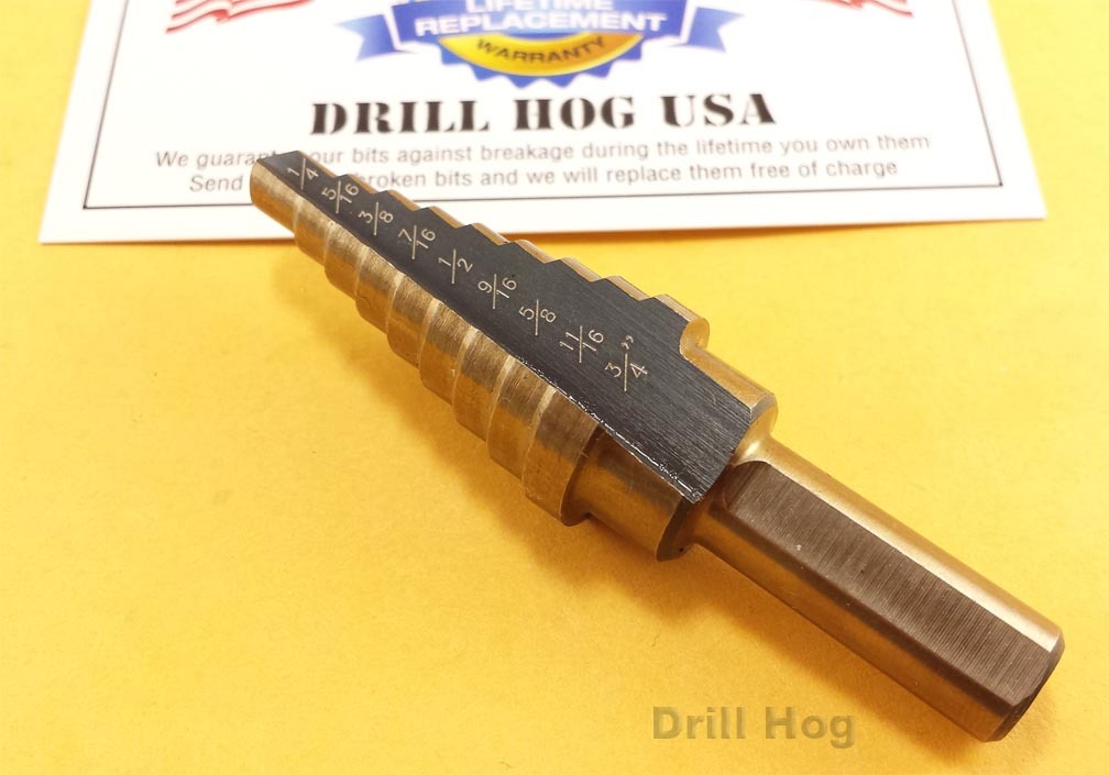 1/4 - 3/4" Step Drill Bit Reamer UNIBIT M7 Step Bit Drill Hog Lifetime Warranty gallery