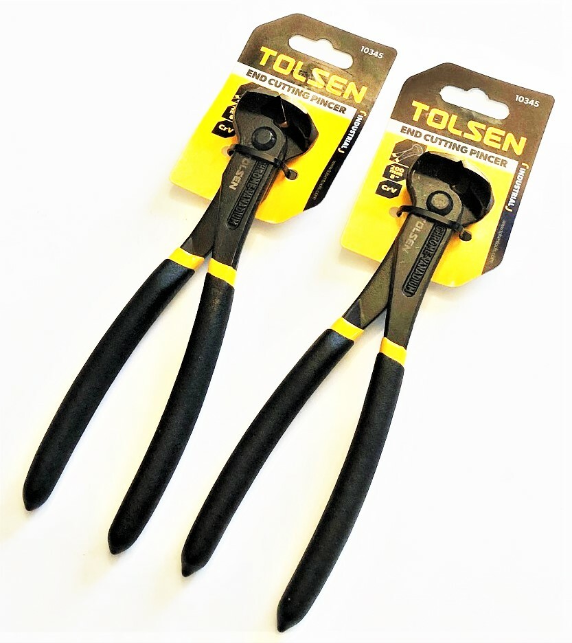 2 TOLSEN 8" INDUSTRIAL END CUTTING NIPPER PINCER WIRE CUTTERS SNIPS PLIER #10345 gallery
