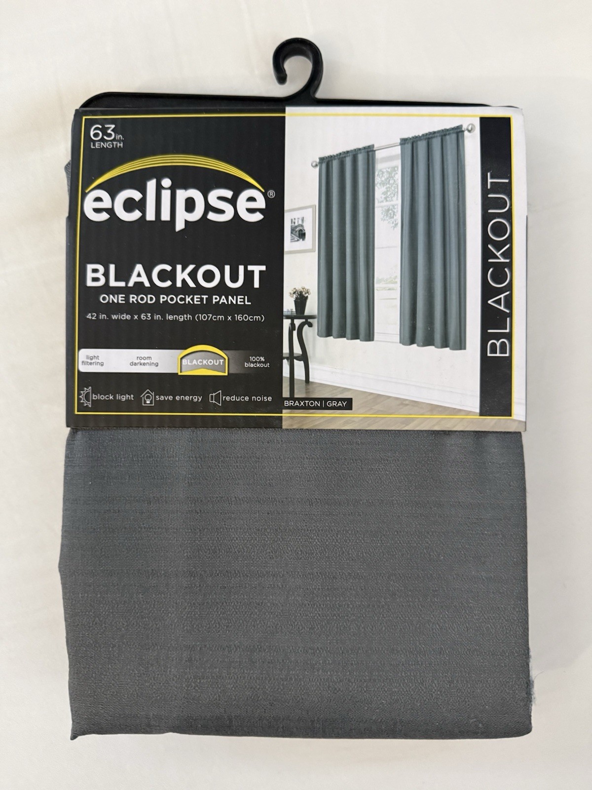 Eclipse, Rod Pcket Black Out Panel, Braxton-Grey, 42W x 63L gallery