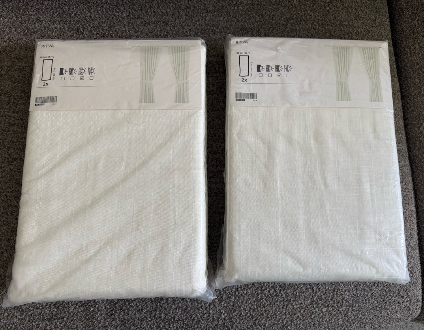 Ikea RITVA Curtains with tie-backs 57x118 " 2 pairs, white 800.638.33 - NEW gallery