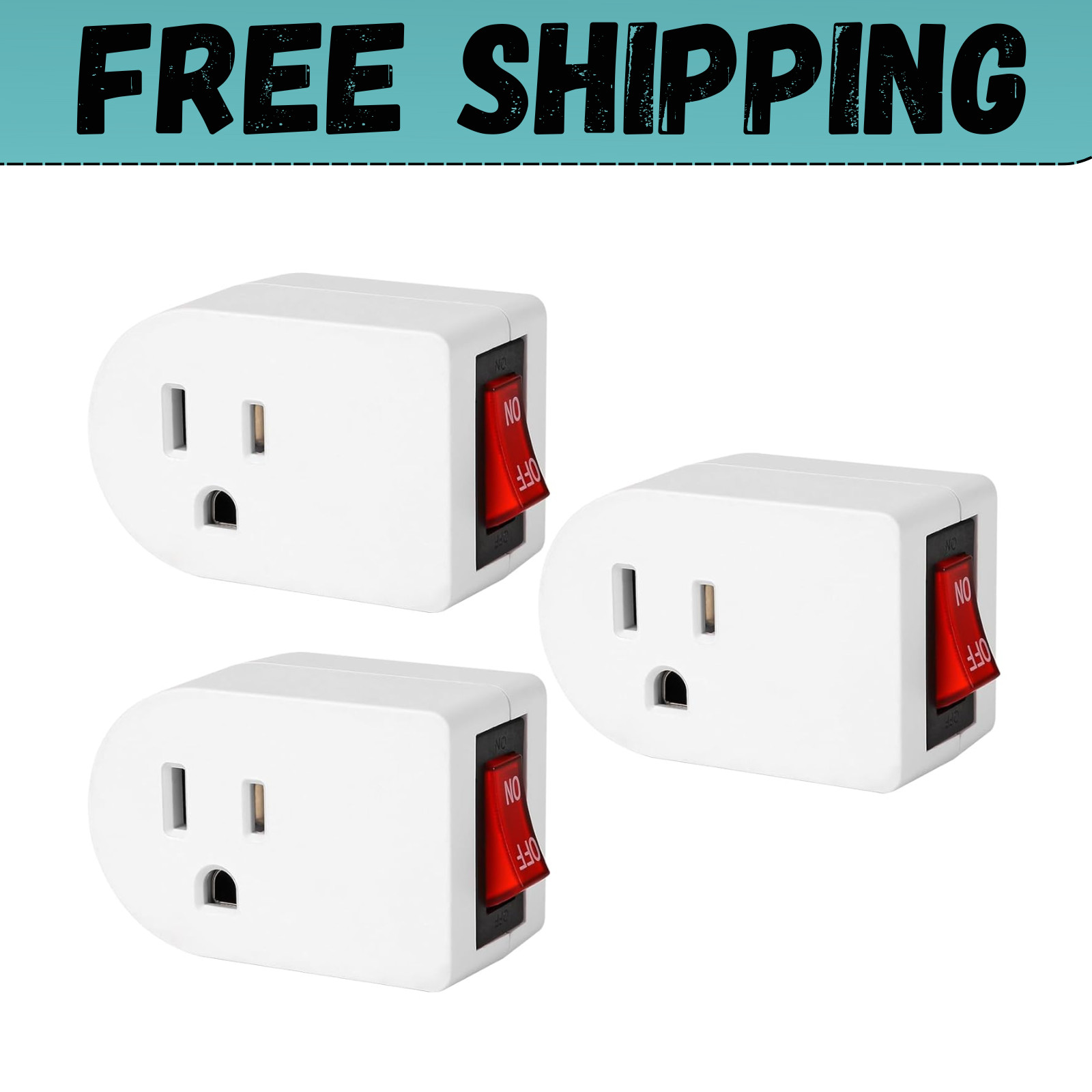 Grounded Outlet with on off Switch (3 Pack), Single Power Adapter Outlet 15A 187 gallery
