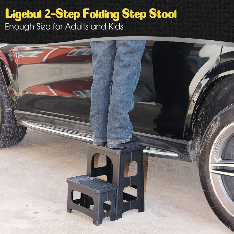 Ligebul 2-Step Stool Foldable Plastic Steps Stool Folding Step Ladder Two Step gallery