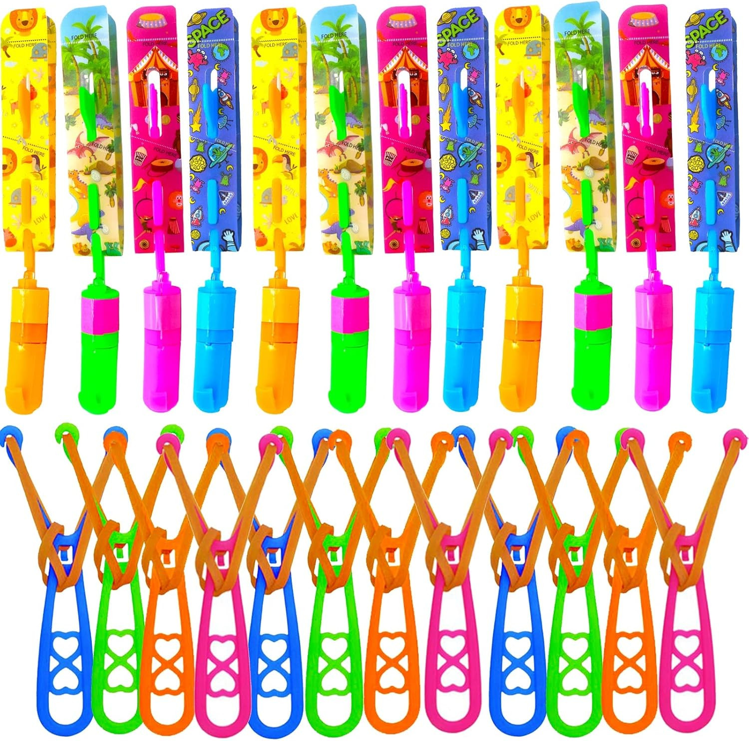 Rocket Slingshot Flying Toys with LED Lights - 24 Pcs Kids Outdoor Game with gallery